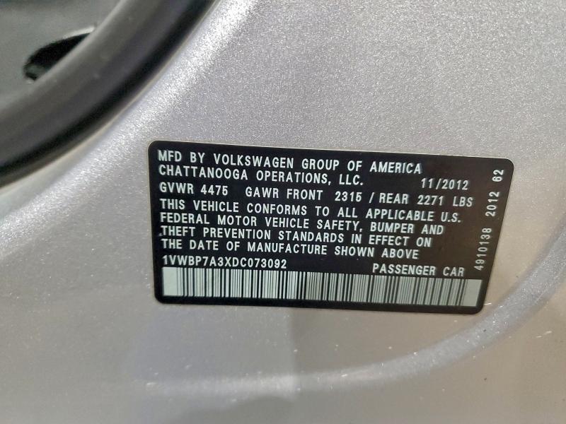 2013 VOLKSWAGEN PASSAT SE #3304516478