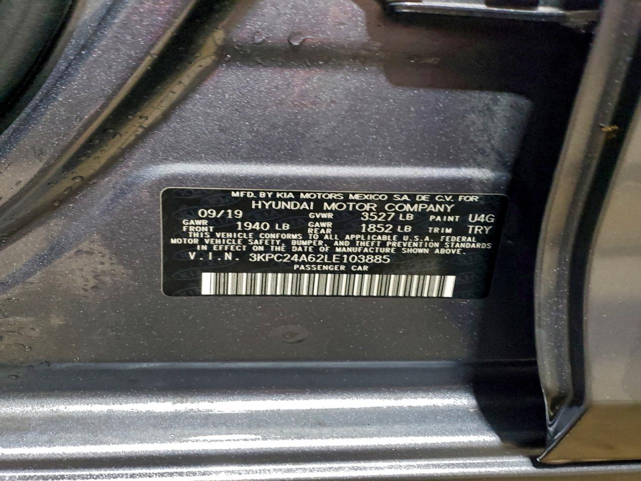 Lot #3315961156 2020 HYUNDAI ACCENT SE