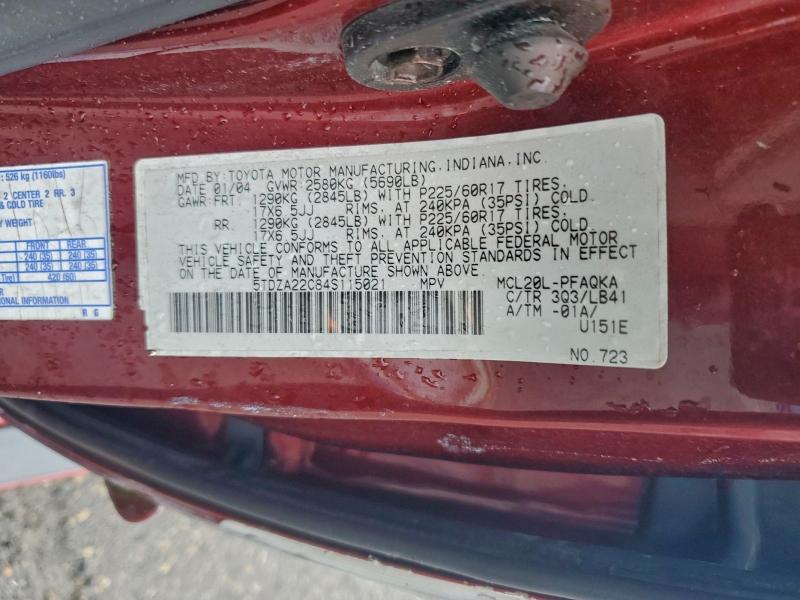 2004 TOYOTA SIENNA XLE #3316032223