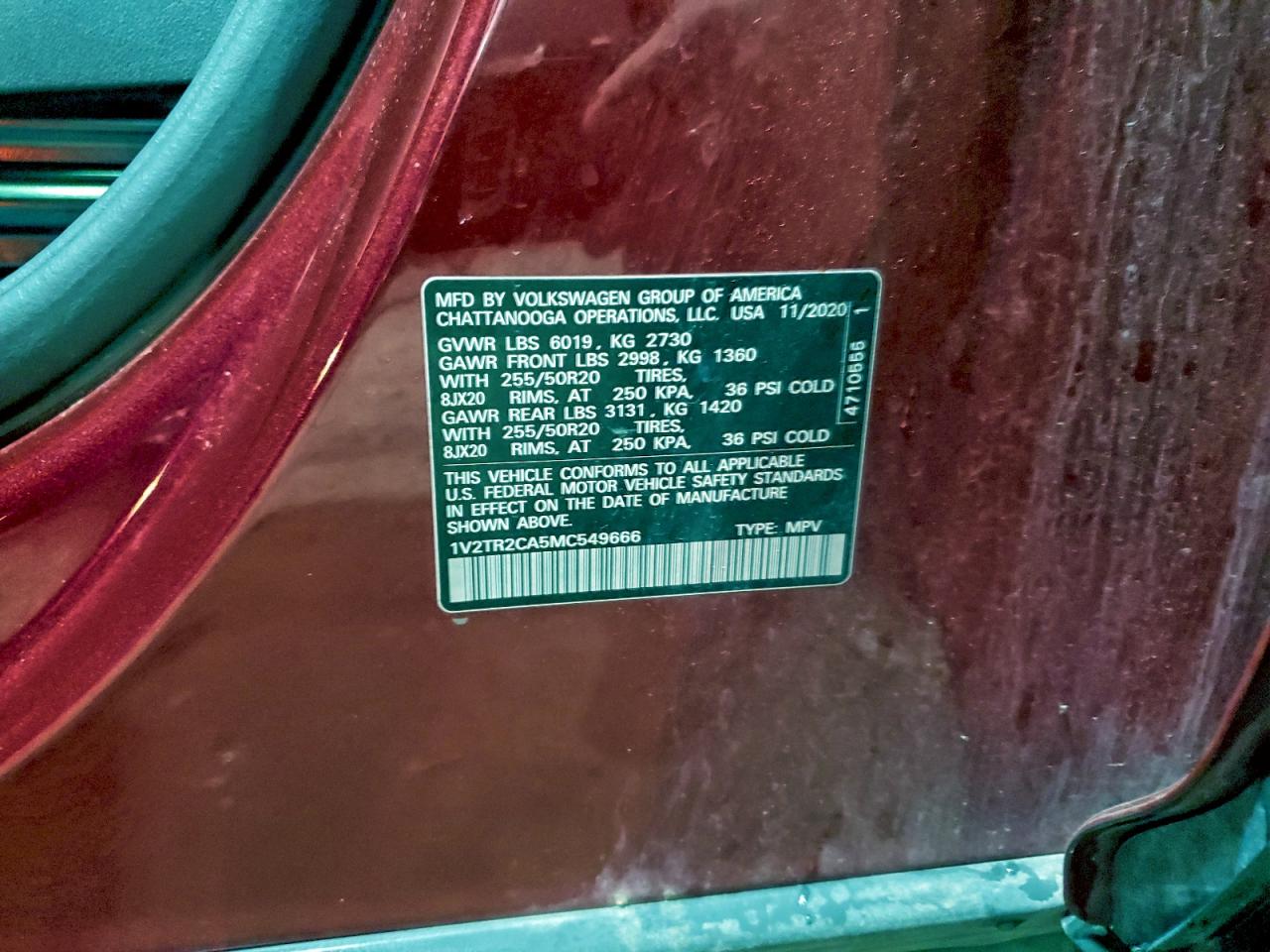 Lot #3310350990 2021 VOLKSWAGEN ATLAS SEL