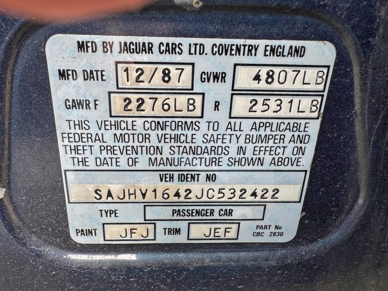 Lot #3308246162 1988 JAGUAR XJ6