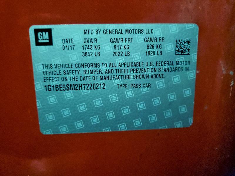 2017 CHEVROLET CRUZE LT #3312484632