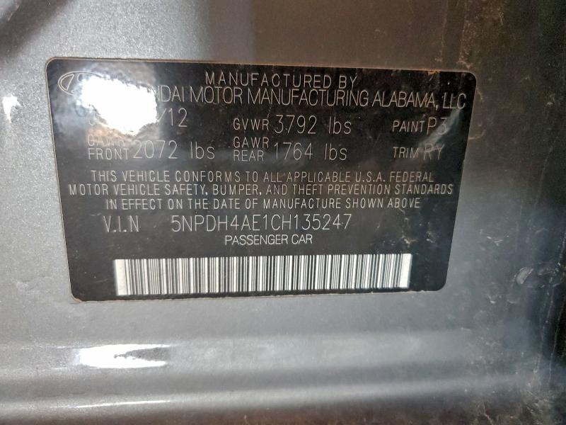 2012 HYUNDAI ELANTRA GL #3304059505