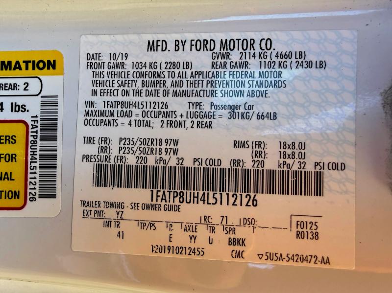 2020 FORD MUSTANG #3310337974