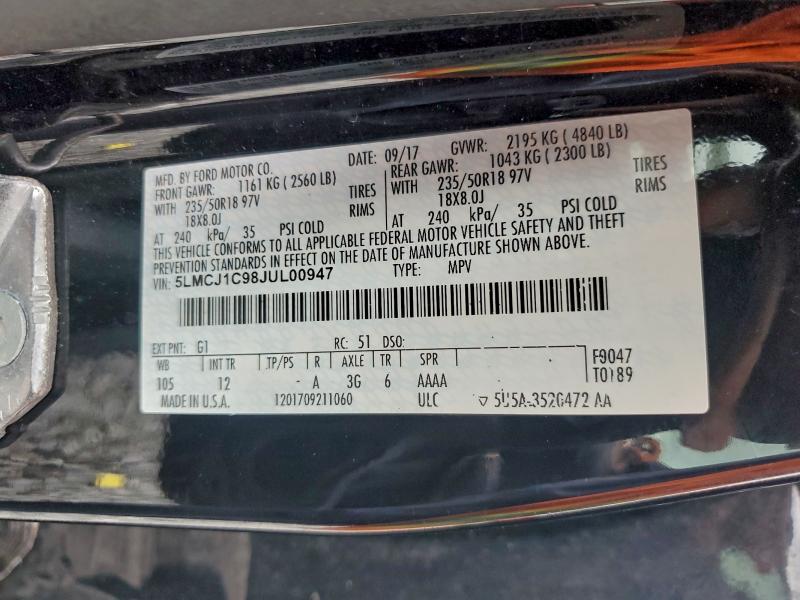 2018 LINCOLN MKC PREMIE #3309313992