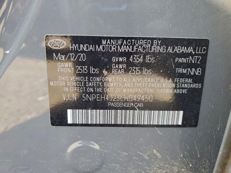 2020 HYUNDAI SONATA LIM #3304616452