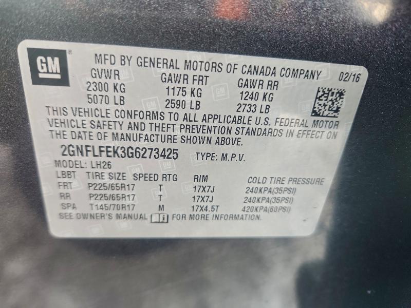 2016 CHEVROLET EQUINOX LT #3316960122