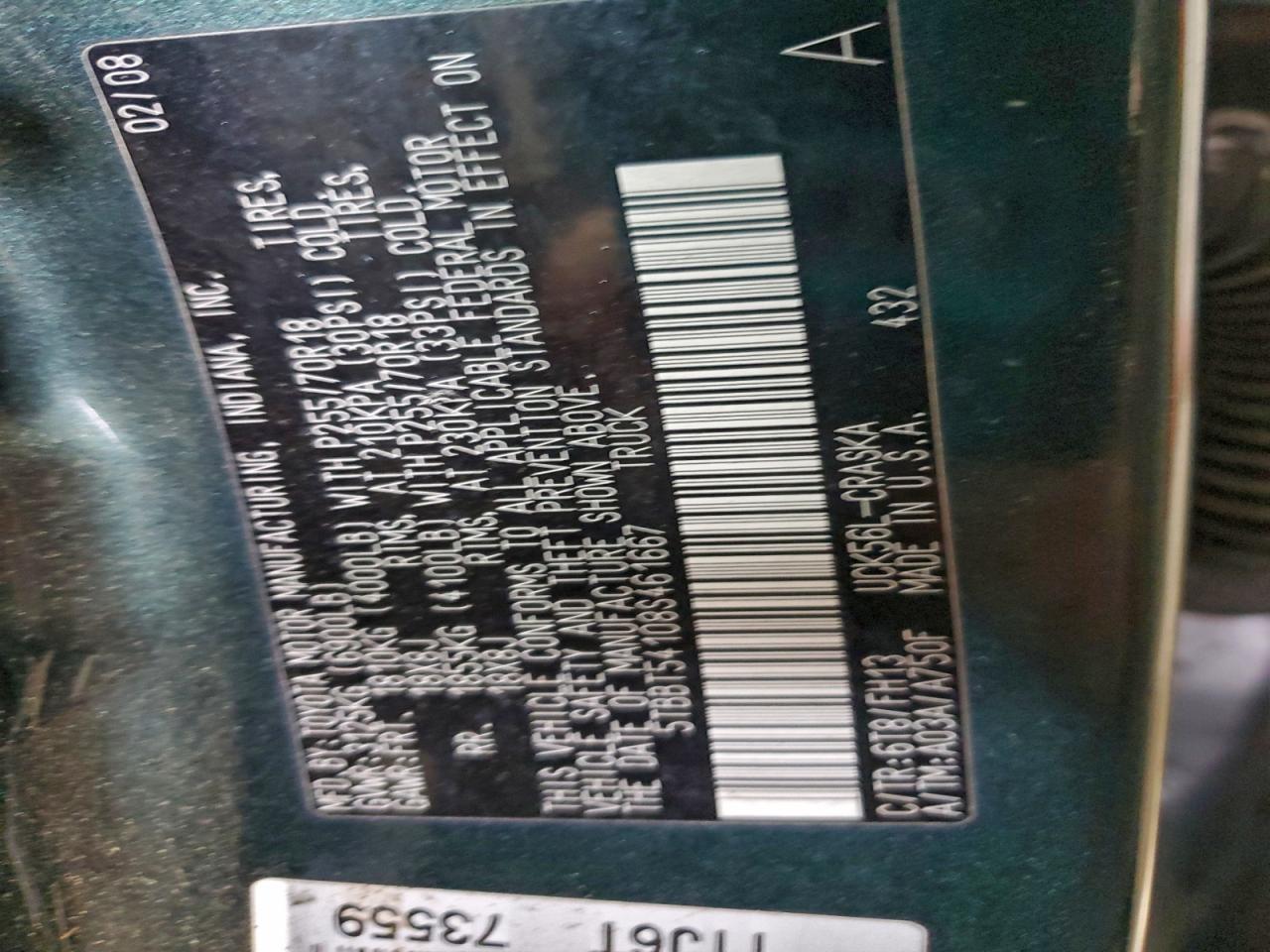 Lot #3305356353 2008 TOYOTA TUNDRA DOU