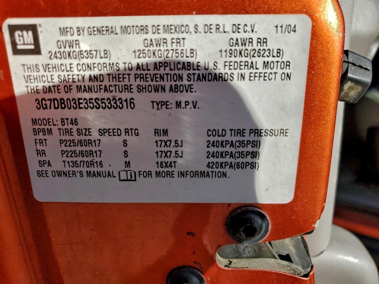 Lot #3311724229 2005 PONTIAC AZTEK