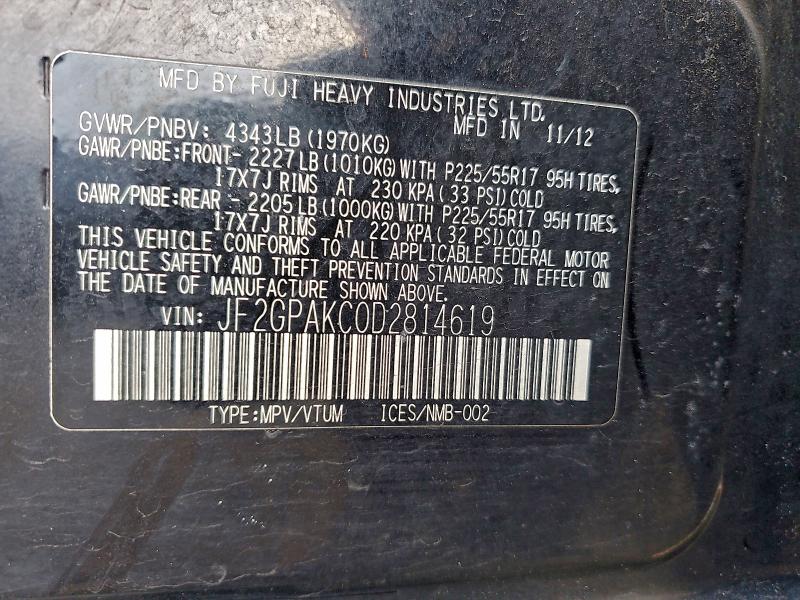 2013 SUBARU XV CROSSTR #3315886109