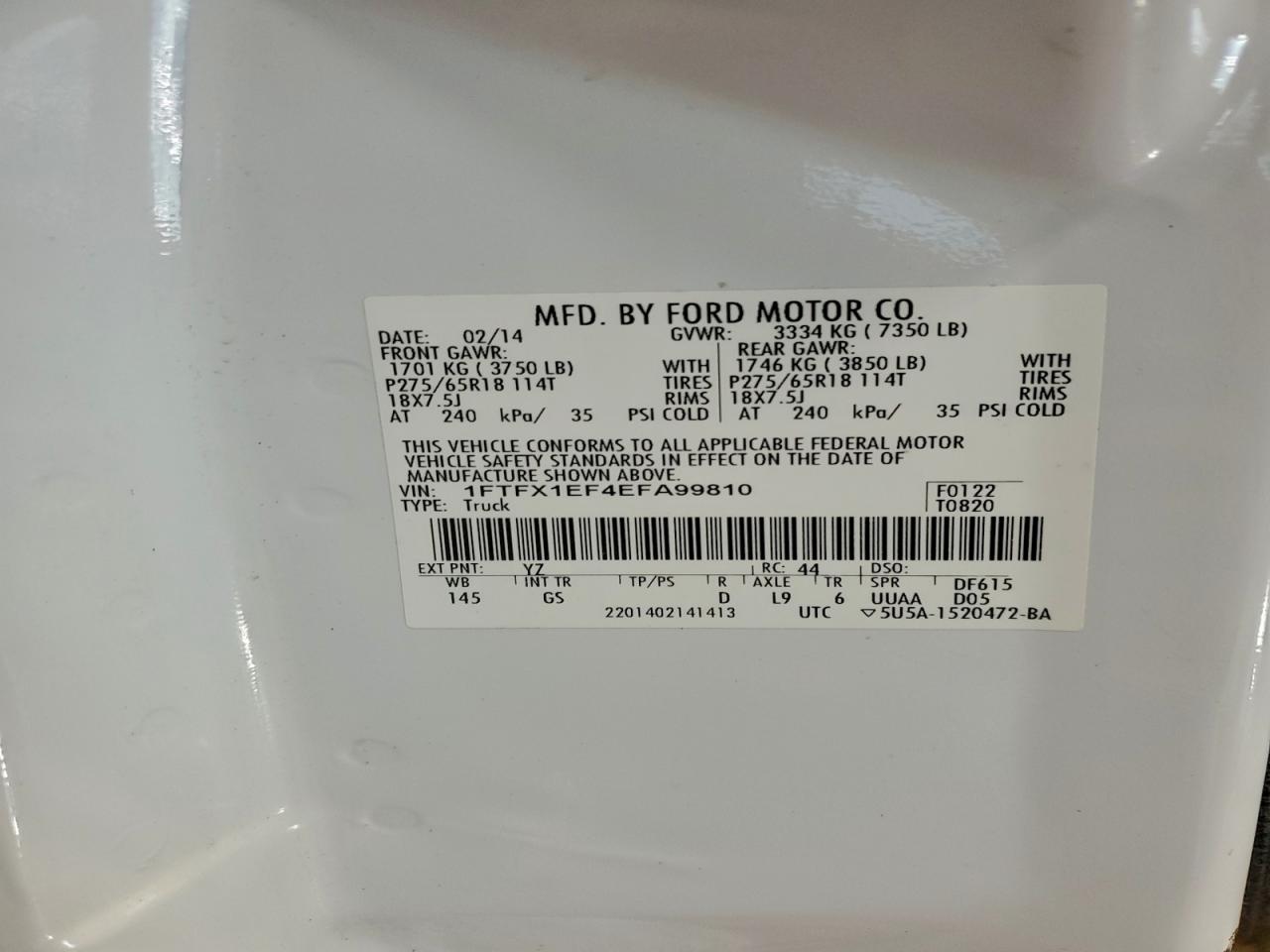 Lot #3316836683 2014 FORD F150 SUPER