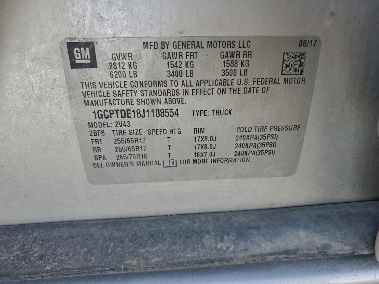 Lot #3311740728 2018 CHEVROLET COLORADO Z