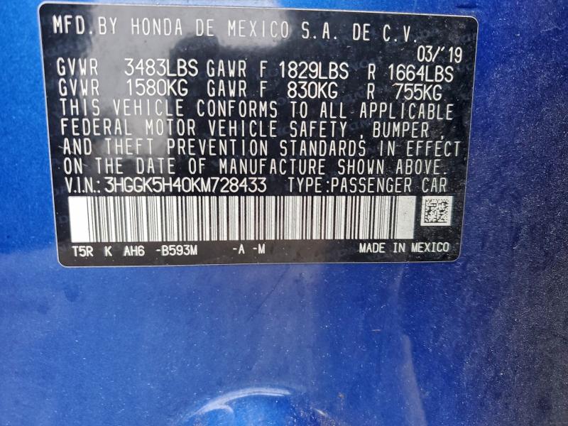 2019 HONDA FIT LX #3304075504