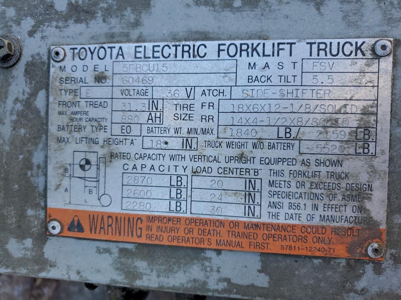 Lot #3310444312 1996 TOYOTA FORK LIFT