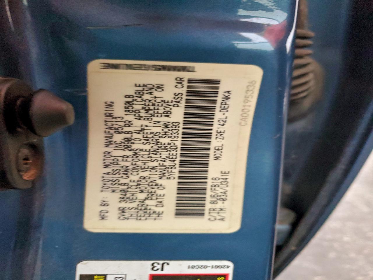 Lot #3304512438 2013 TOYOTA COROLLA BA