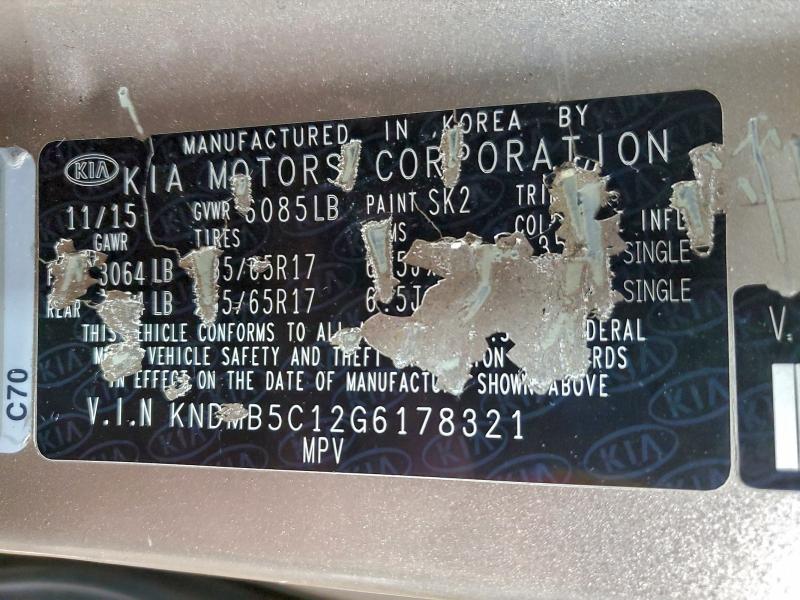 2016 KIA SEDONA LX #3305313318