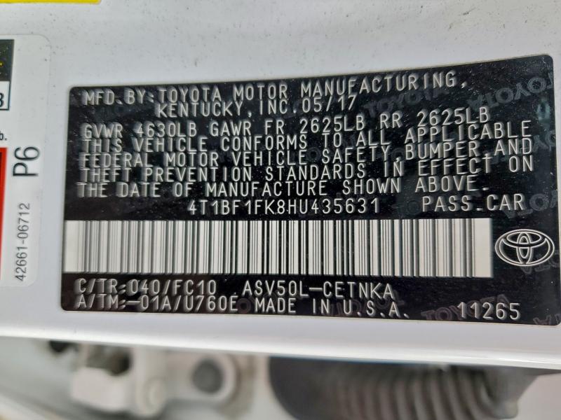 2017 TOYOTA CAMRY LE #3316014764