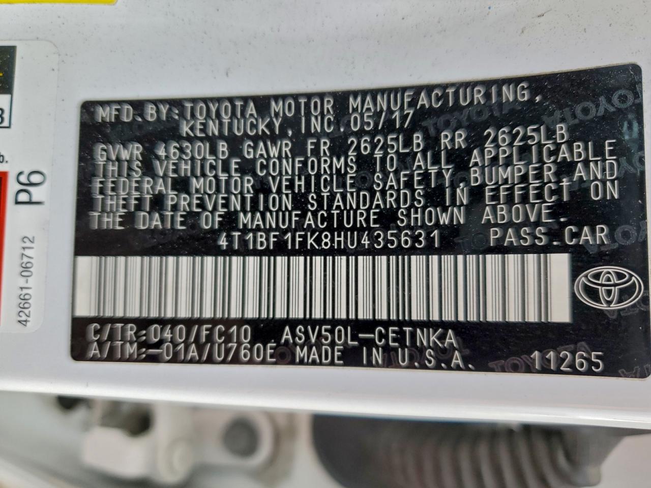 Lot #3316014764 2017 TOYOTA CAMRY LE