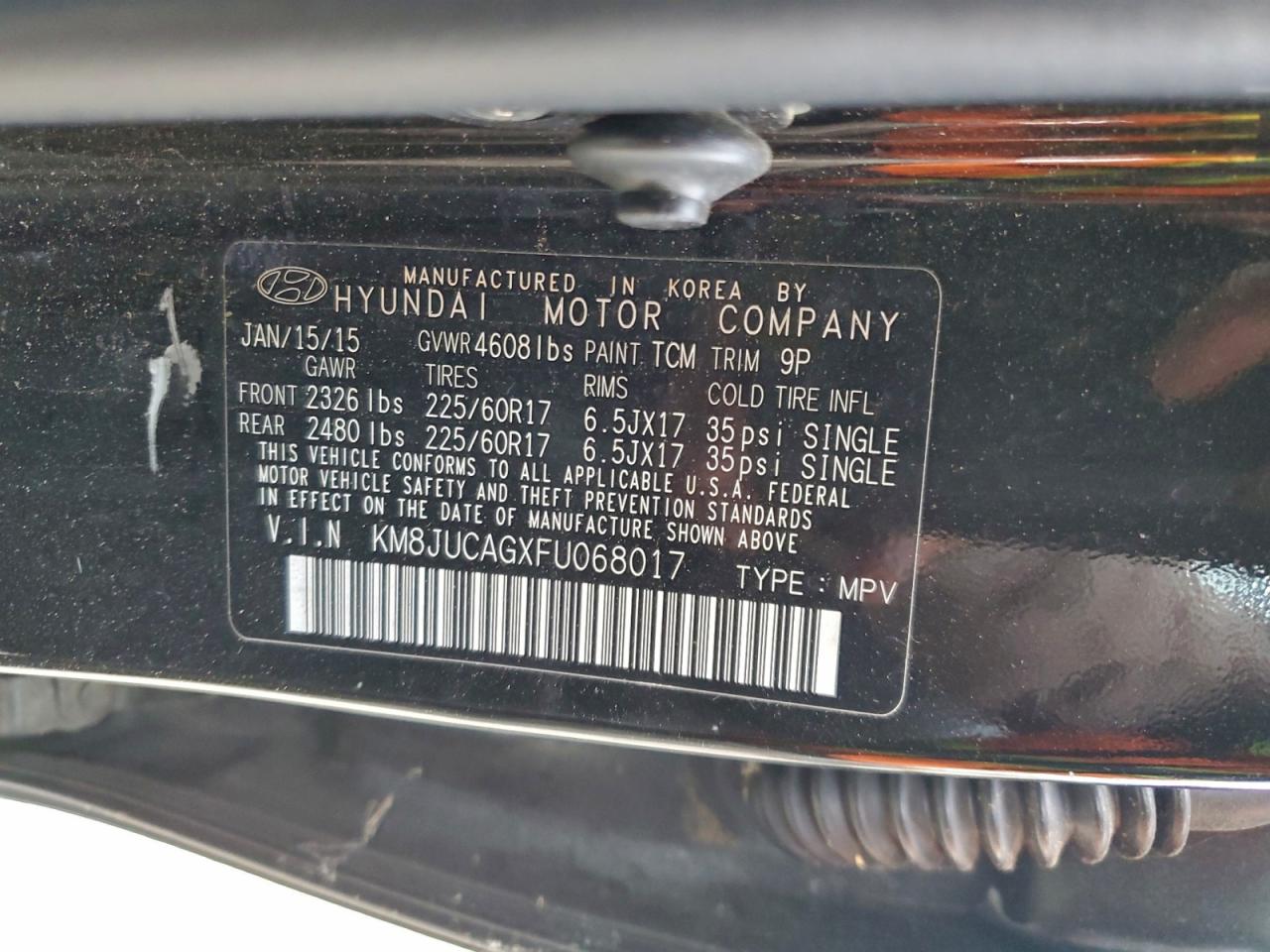 Lot #3305522061 2015 HYUNDAI TUCSON LIM