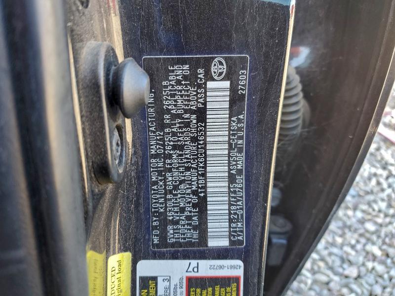 2012 TOYOTA CAMRY BASE #3303780424