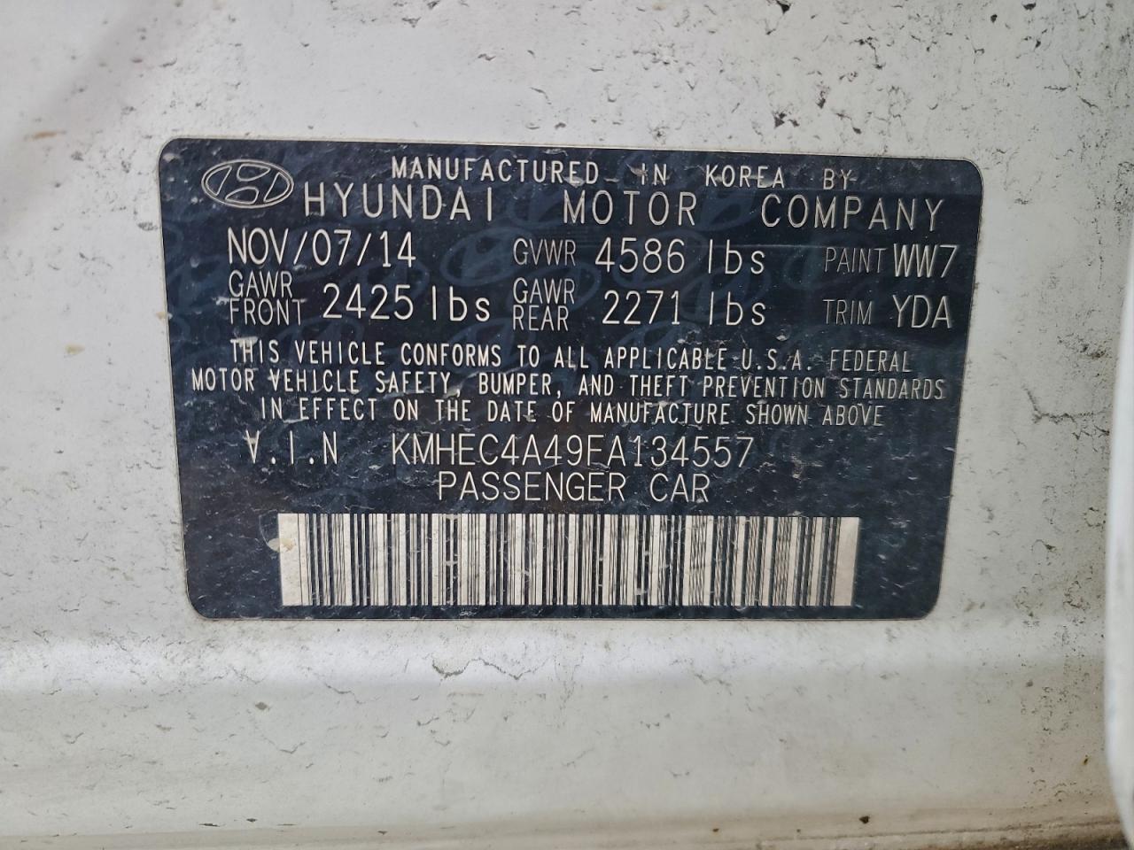 Lot #3305609789 2015 HYUNDAI SONATA HYB