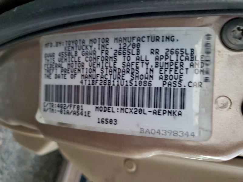 2001 TOYOTA AVALON XL #3311912680