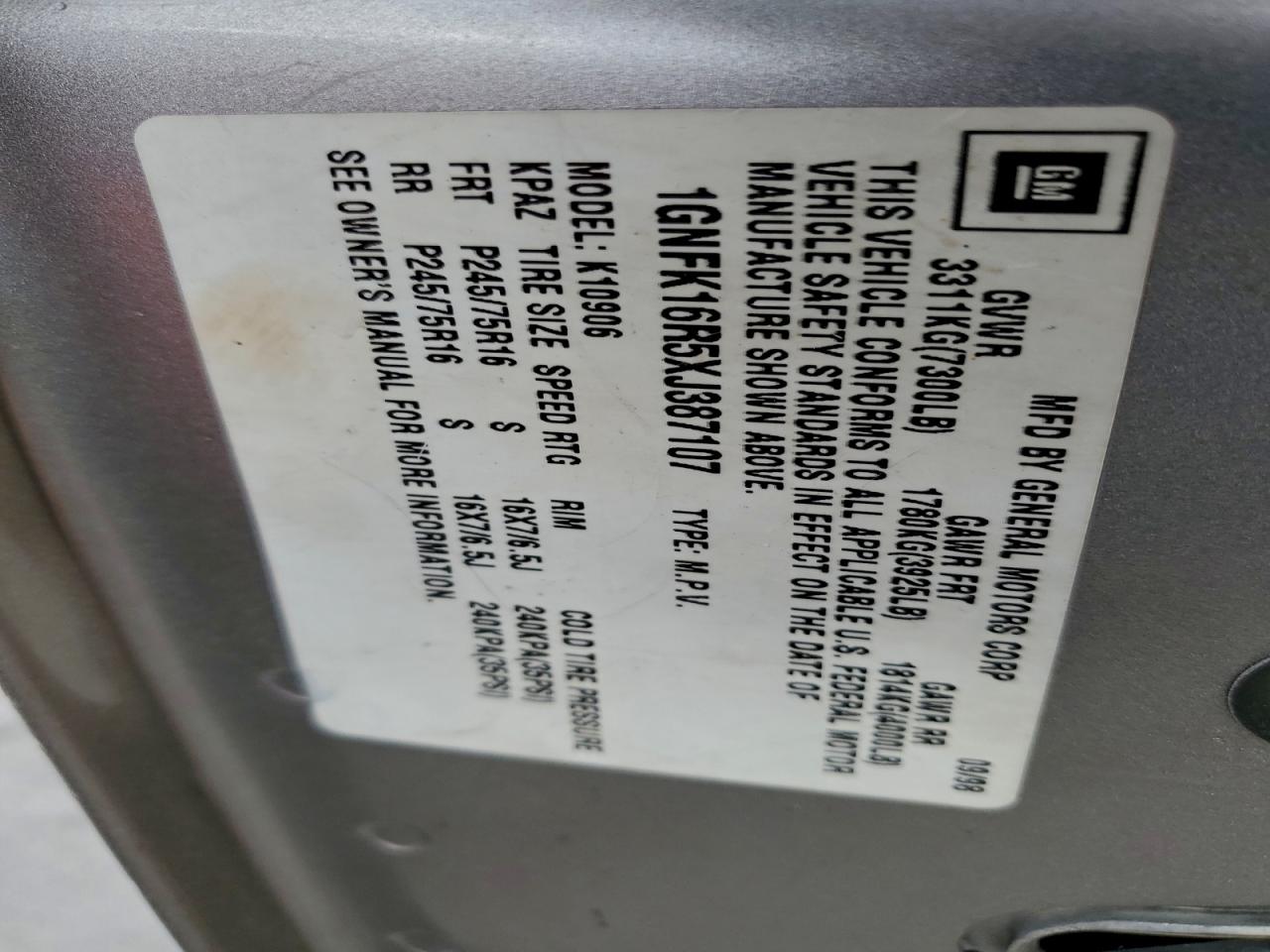 Lot #3302855956 1999 CHEVROLET SUBURBAN K