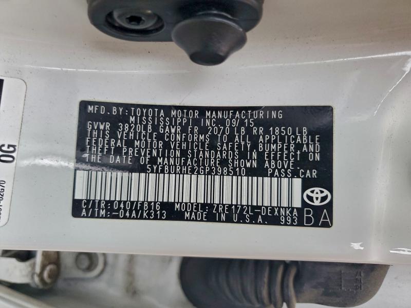 2016 TOYOTA COROLLA L #3304812641