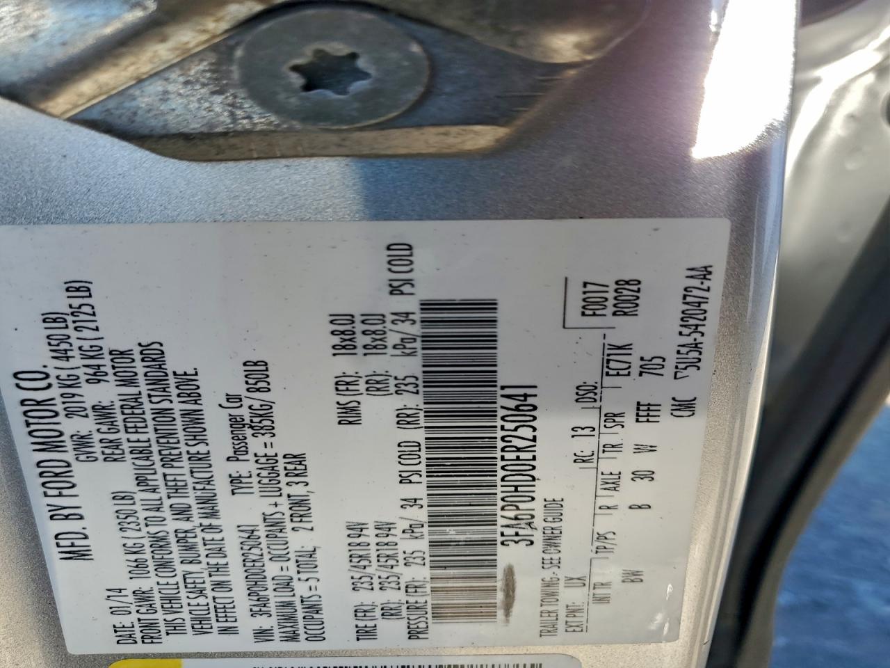 Lot #3316842677 2014 FORD FUSION SE