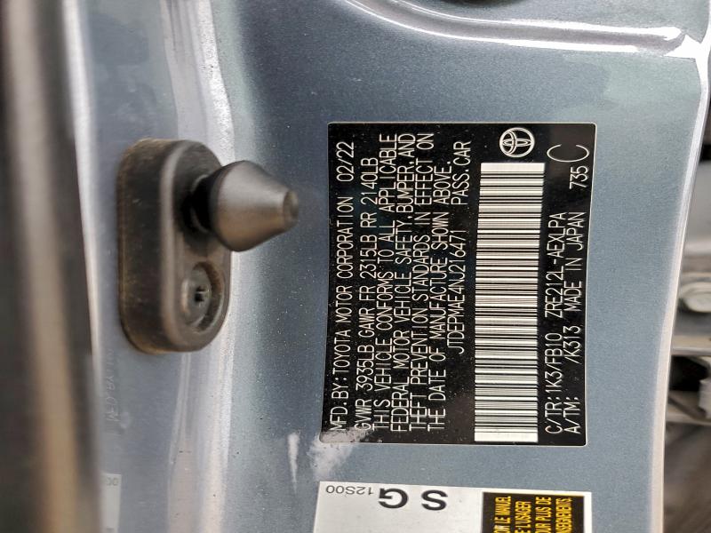 2022 TOYOTA COROLLA LE #3304862552