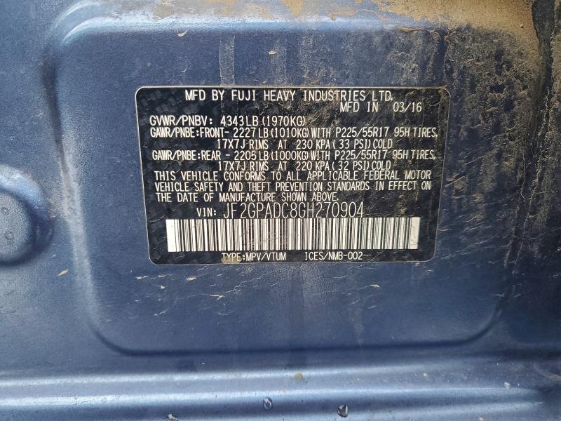 2016 SUBARU CROSSTREK #3308445323