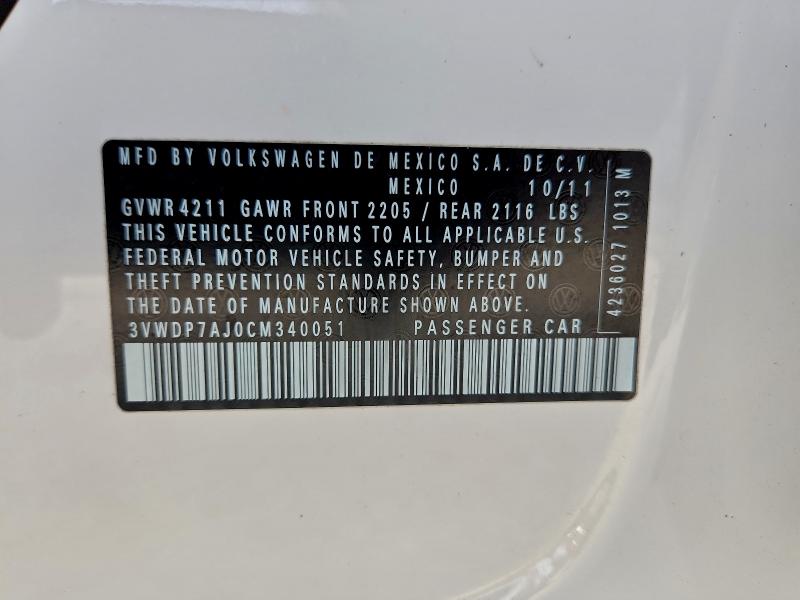 2012 VOLKSWAGEN JETTA SE #3310326021