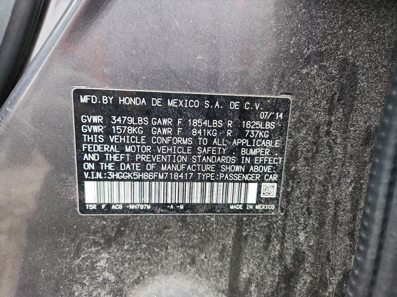 Lot #3309627106 2015 HONDA FIT EX