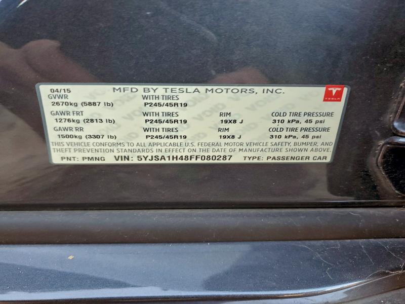 2015 TESLA MODEL S P8 #3319696889