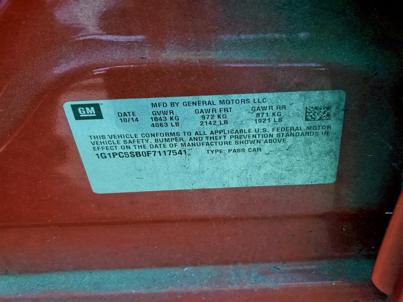 2015 CHEVROLET CRUZE LT #3309409969