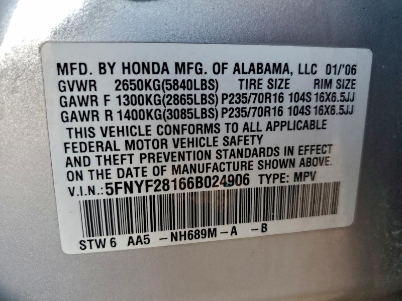 2006 HONDA PILOT LX #3304560467