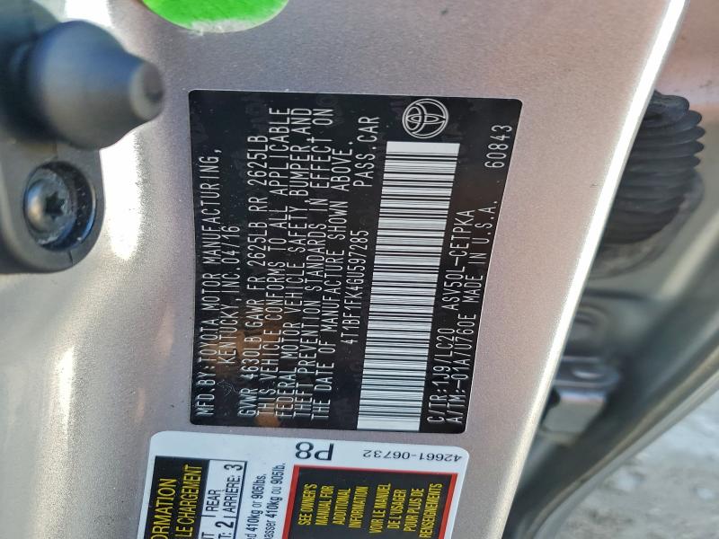 2016 TOYOTA CAMRY LE #3310358997