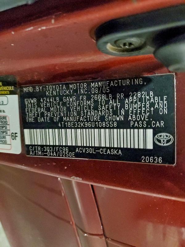 2006 TOYOTA CAMRY LE #3310502074