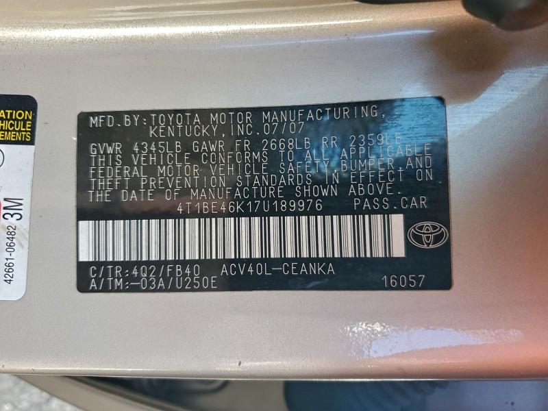 2007 TOYOTA CAMRY CE #3301589643