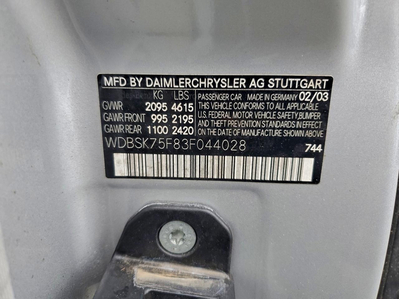 Lot #3316759398 2003 MERCEDES-BENZ SL 500R