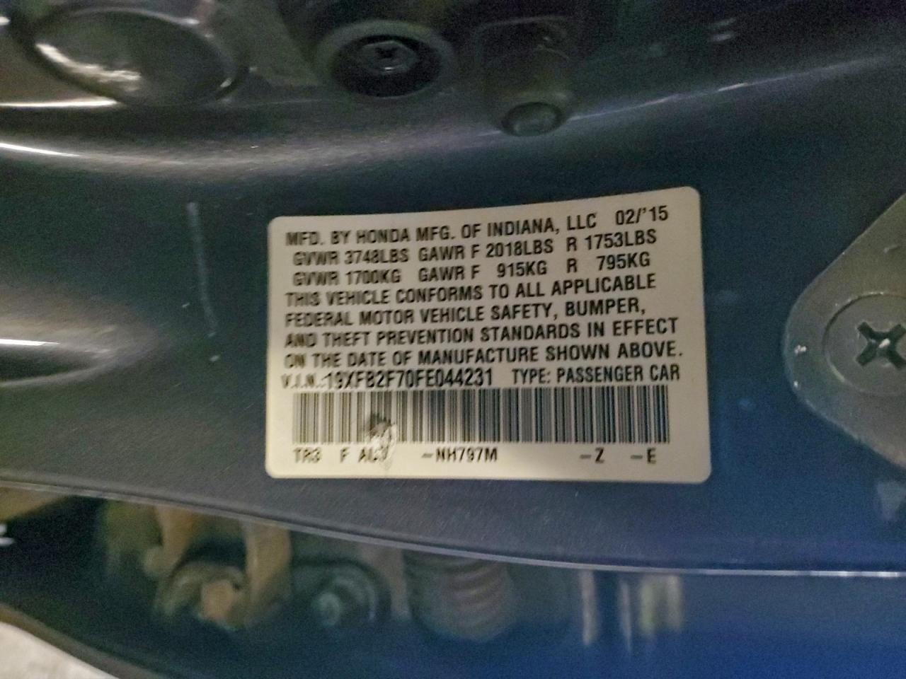 Lot #3316022770 2015 HONDA CIVIC SE