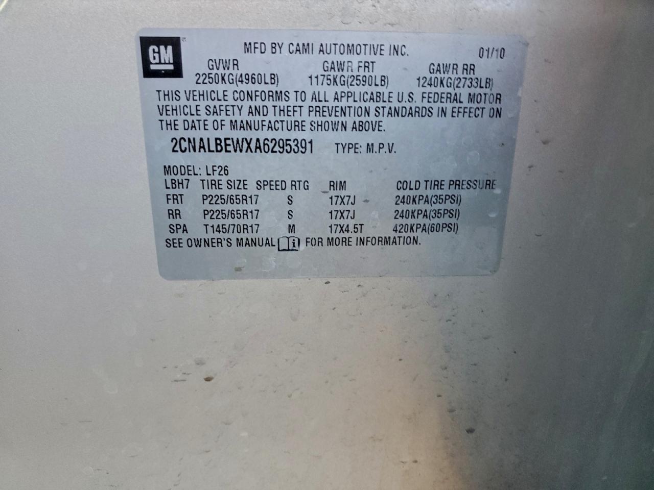 Lot #3311678224 2010 CHEVROLET EQUINOX LS