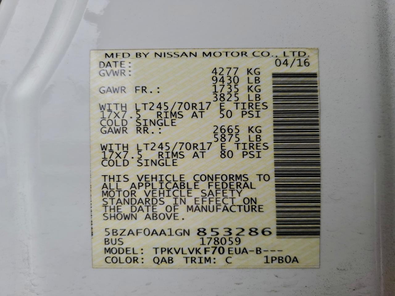 NISSAN NV3500 3500 S