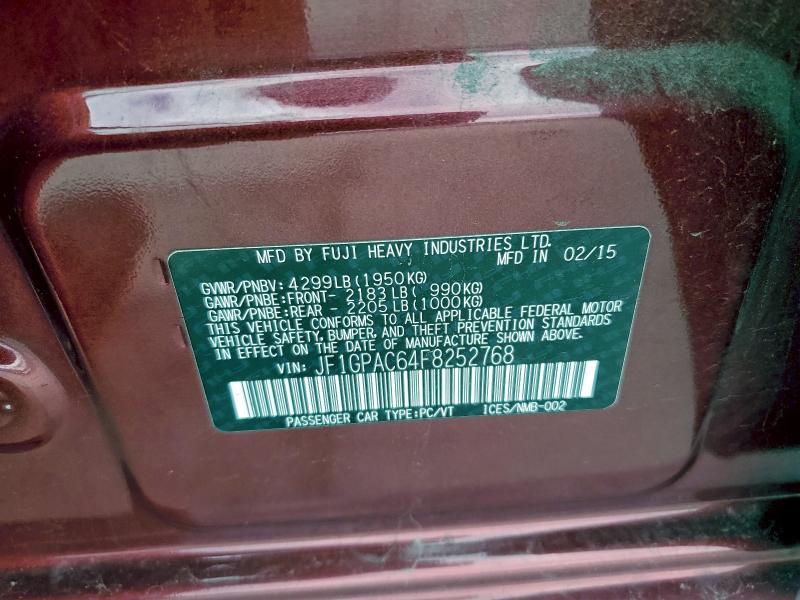 2015 SUBARU IMPREZA PR #3308482278