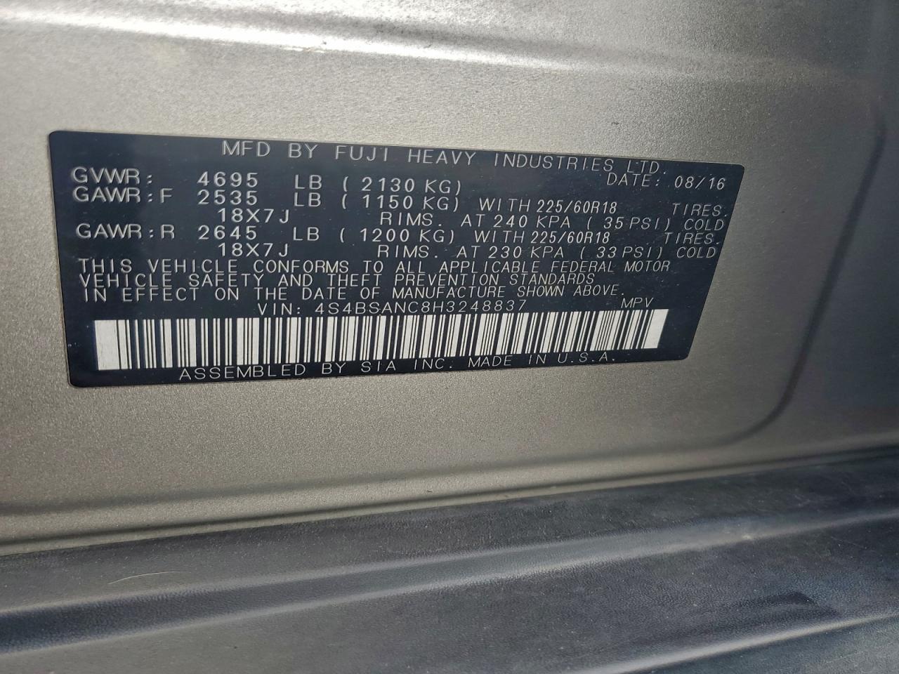 SUBARU OUTBACK 2.5I LIMITED