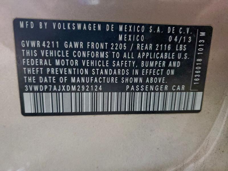 2013 VOLKSWAGEN JETTA SE #3302889900