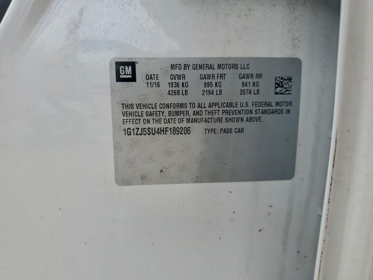 Lot #3308283158 2017 CHEVROLET MALIBU HYB