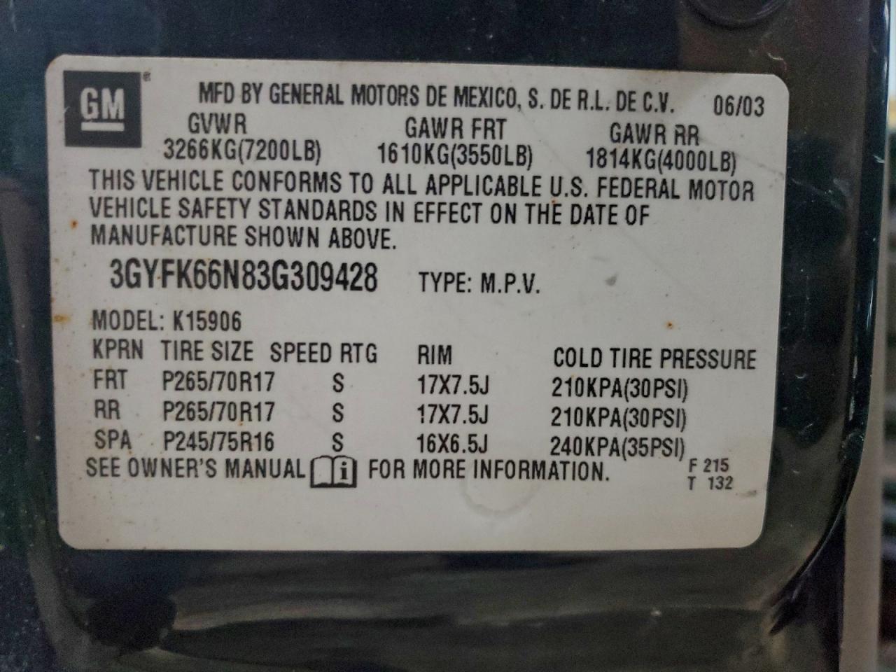 Lot #3310413001 2003 CADILLAC ESCALADE E