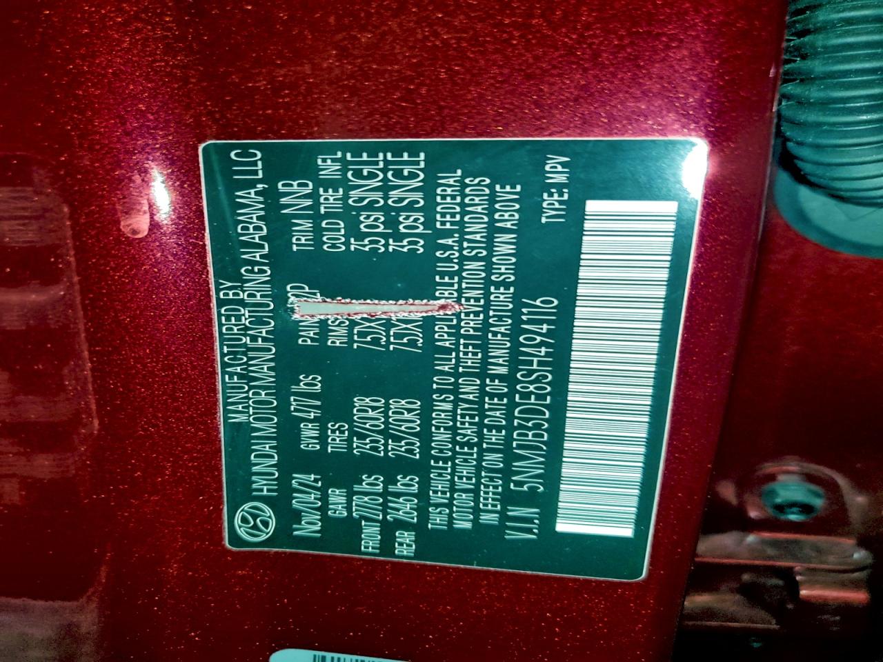 Lot #3310414024 2025 HYUNDAI TUCSON SEL