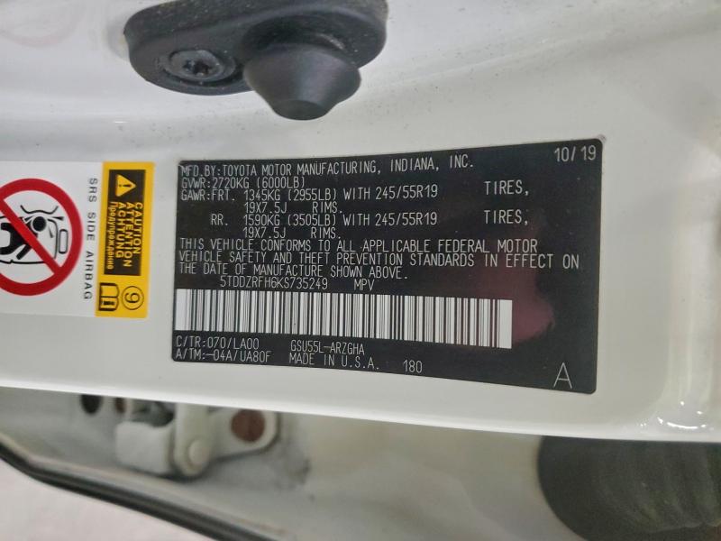 2019 TOYOTA HIGHLANDER #3305585106